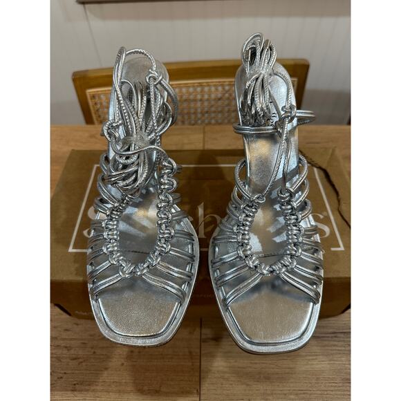 Seychelles Te Amo Ankle Wrap Sandal Metallic Leather Size 8 NIB Ankle Strap Ties - Picture 4 of 15